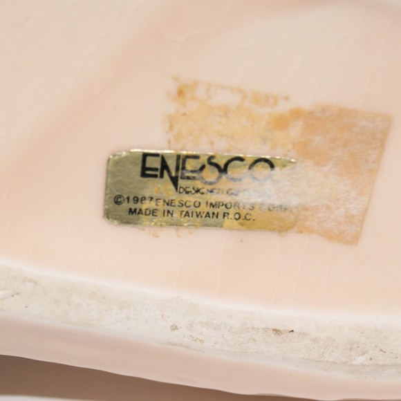 VTG 1987 Enesco Swan Planter w/ Ribbon Lace Rose Retro Style White Pink - Picture 6 of 9